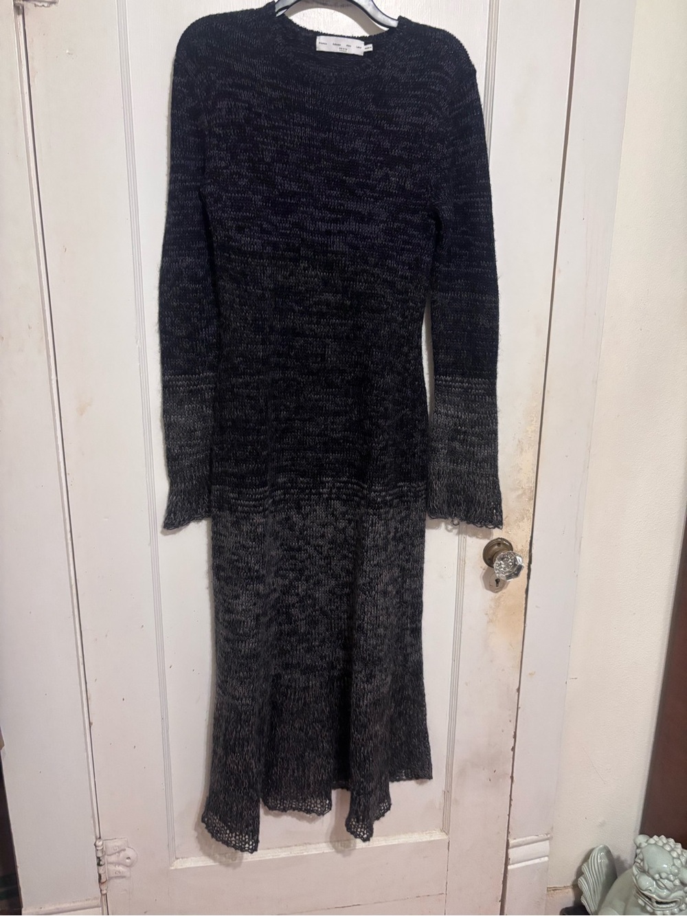 Proenza Schouler Black to Gray Ombre Knit Long Sleeve Dress